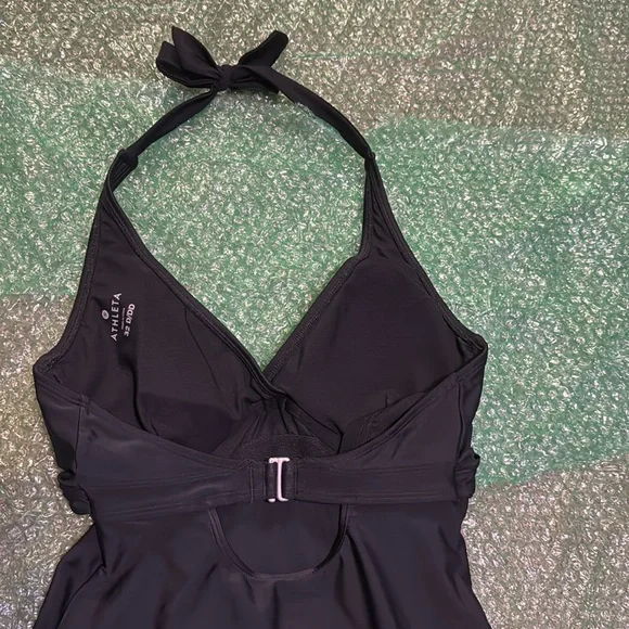 tara halter swim dress NWT Athleta Tara Halter Swimsuit Swim Dress Blue White Tie Dye Beach 36  D/DD